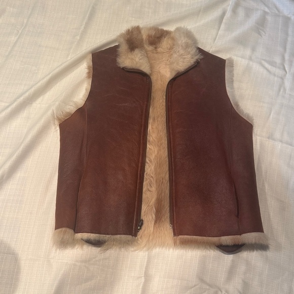 Brown Faux Fur Lined Women's Sweater Vest